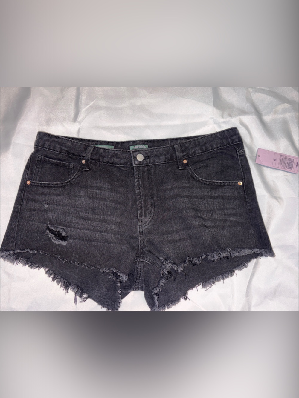 Wild Fable Frayed Hem Black Denim Shorts Size 14